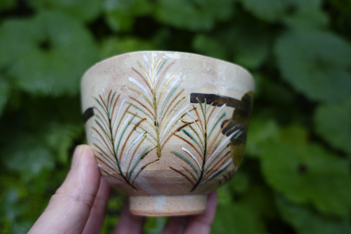 0003 Tea Bowl -Kutani- made by Kunihiko Nitta at Tokuyama Kiln with box