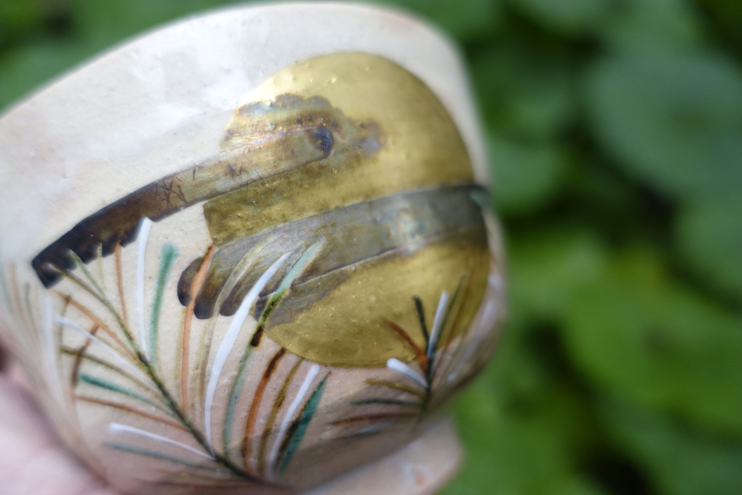 0003 Tea Bowl -Kutani- made by Kunihiko Nitta at Tokuyama Kiln with box