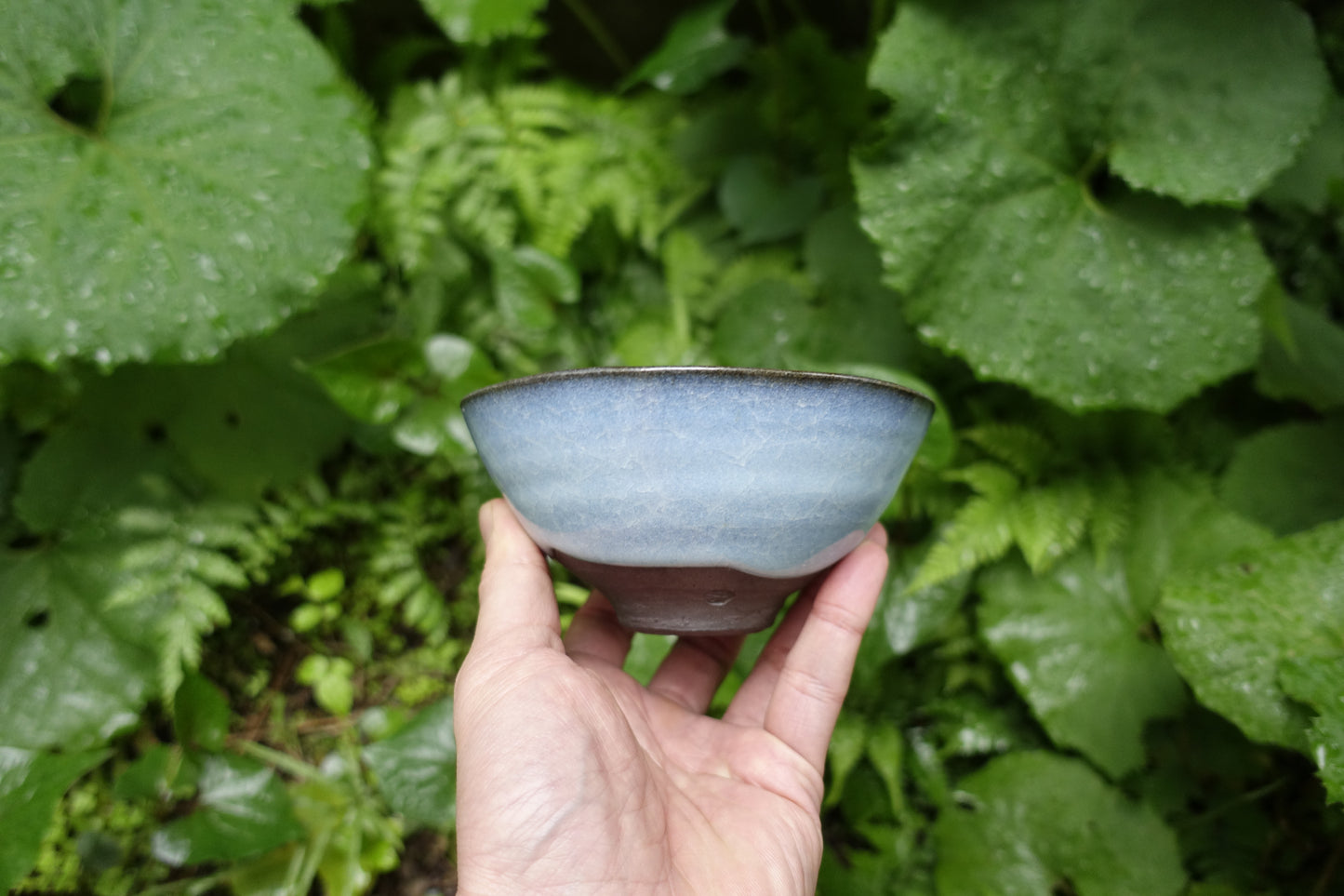 0006 Glazed Tea Bowl "Blue Sky" with a box