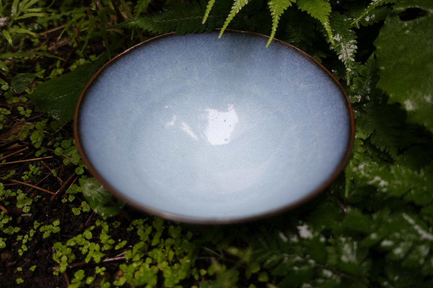0006 Glazed Tea Bowl "Blue Sky" with a box