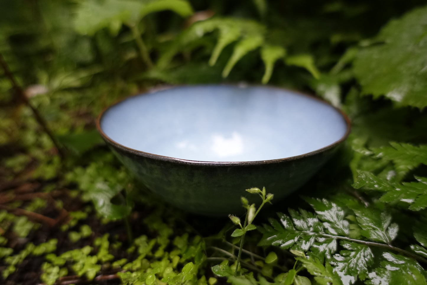 0006 Glazed Tea Bowl "Blue Sky" with a box