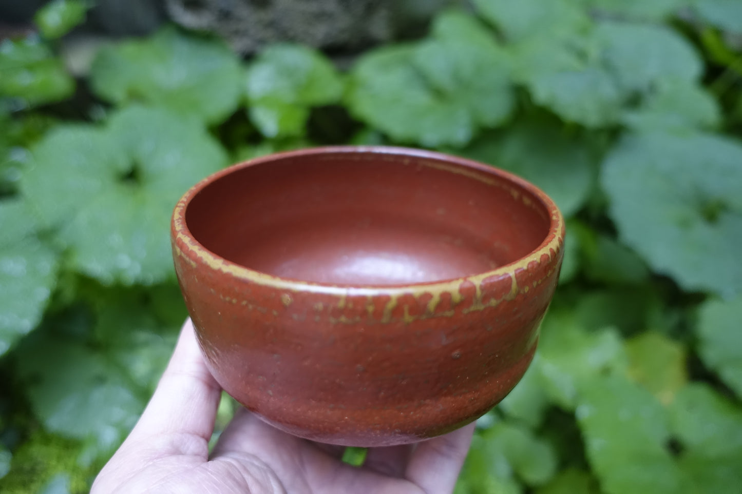 0001 Red Glazed Tea Bowl by Ousuke Nakashima at Suehiro Kiln with an original box