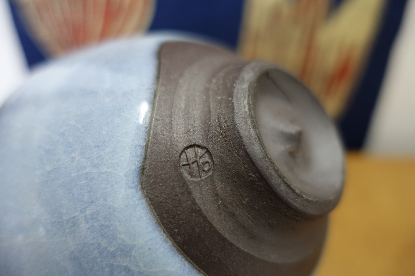 0006 Glazed Tea Bowl "Blue Sky" with a box