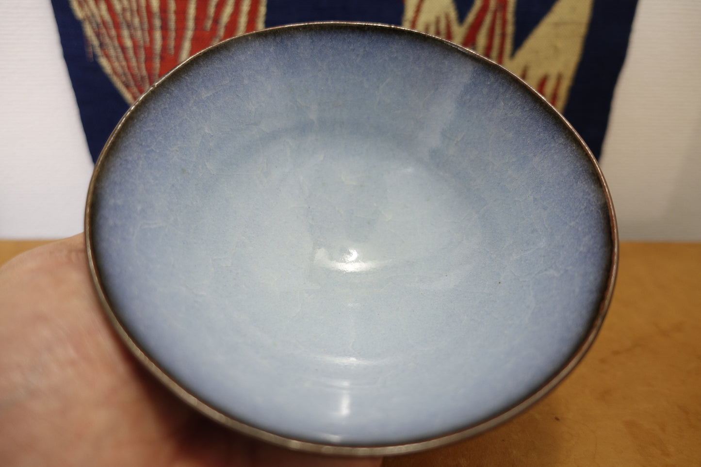 0006 Glazed Tea Bowl "Blue Sky" with a box