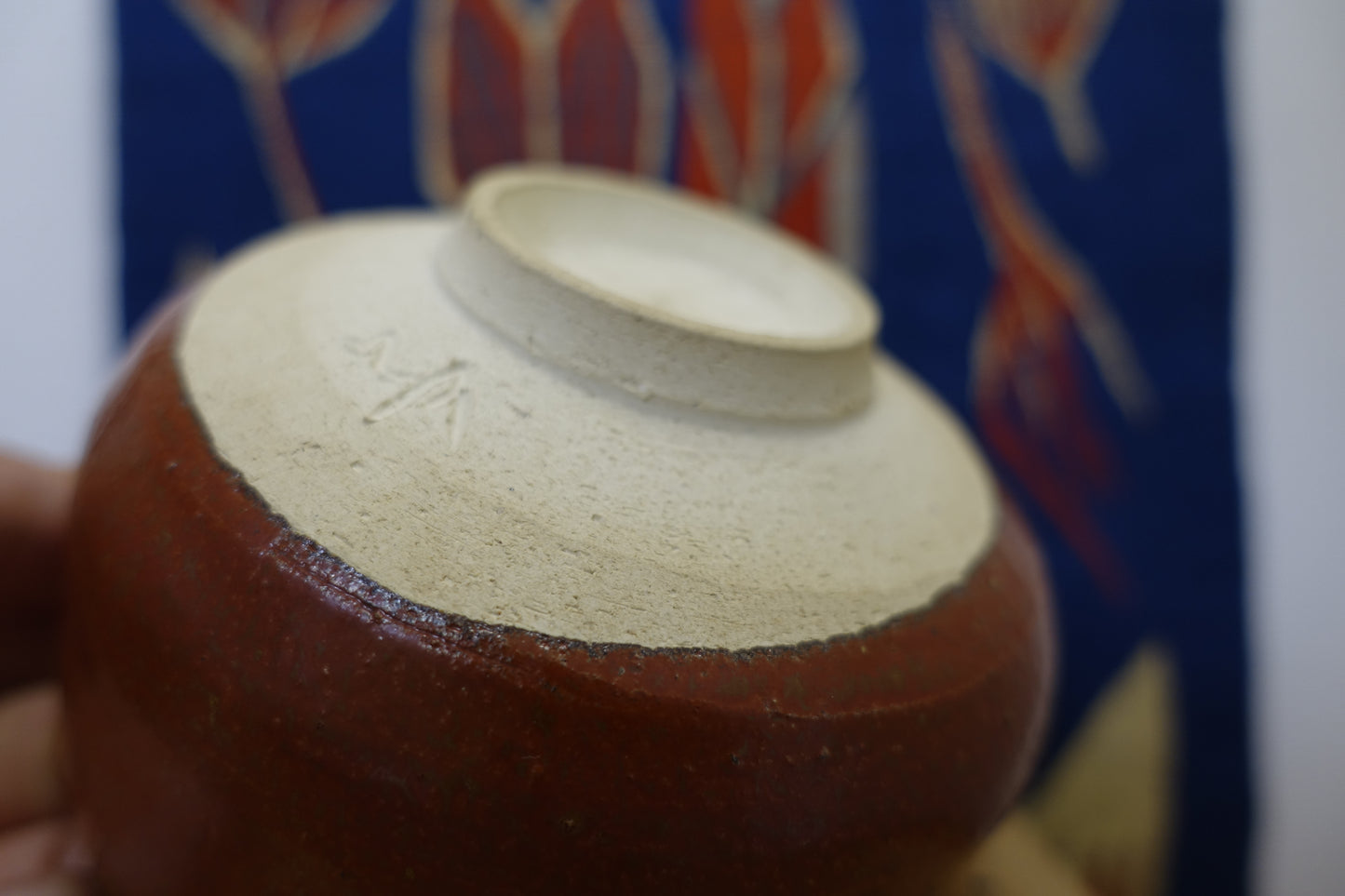 0001 Red Glazed Tea Bowl by Ousuke Nakashima at Suehiro Kiln with an original box