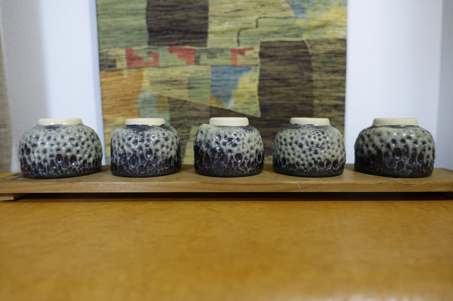 0013 Kosai style Guinomi sake cups 5pairs - made by Shouou Kitamura at Shouou kiln with a box