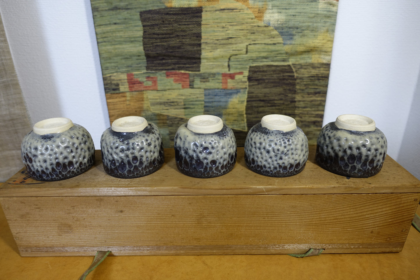 0013 Kosai style Guinomi sake cups 5pairs - made by Shouou Kitamura at Shouou kiln with a box