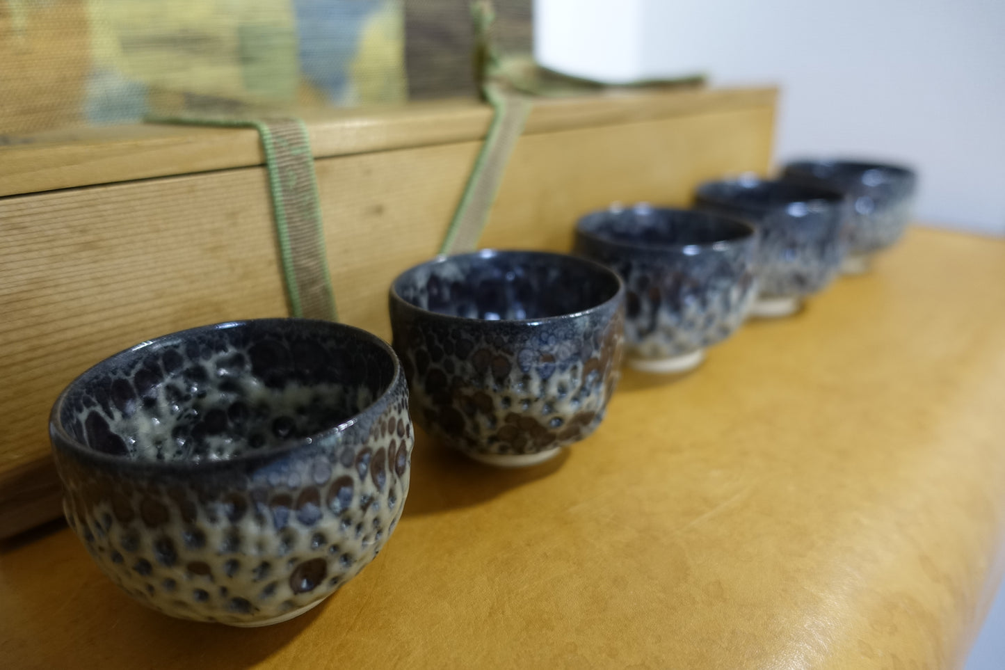 0013 Kosai style Guinomi sake cups 5pairs - made by Shouou Kitamura at Shouou kiln with a box