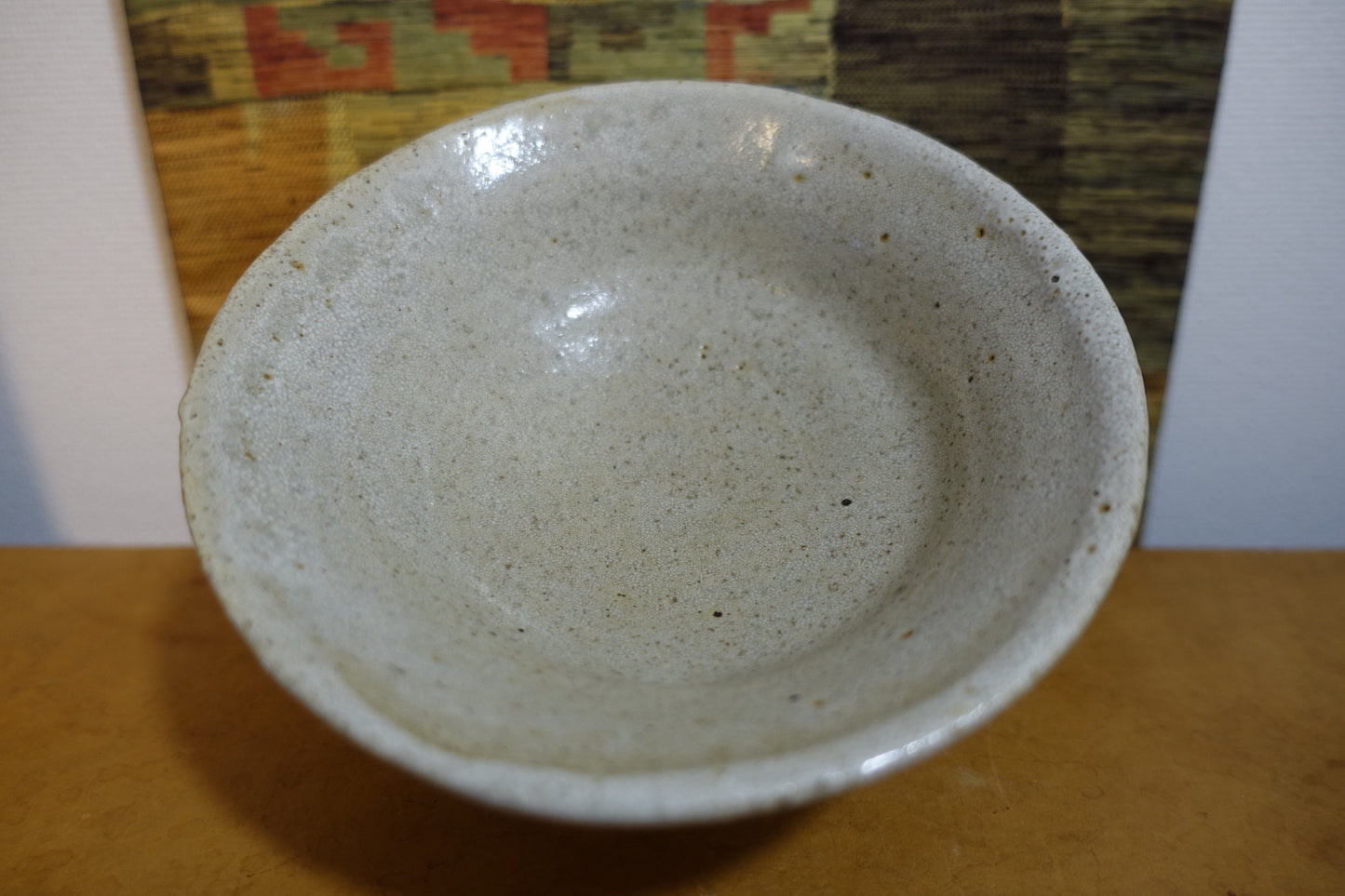 0016 Kibi Style Flat Tea Bowl by Touei (Katsuji) MIZUKAWA at Kibi Kiln with an original box