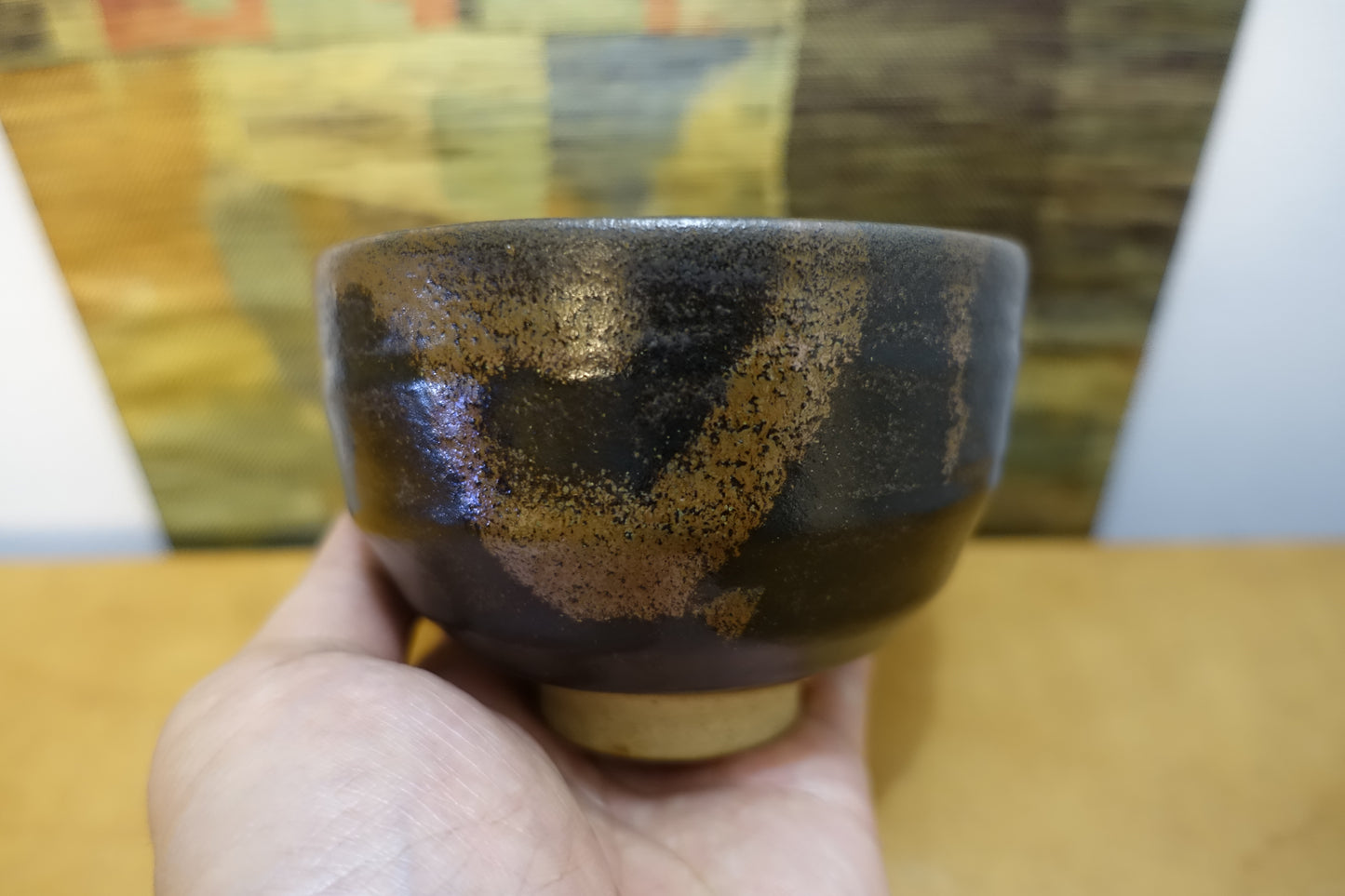 0022 Sakura-jima Lava style Tea Bowl by Urushima Kogei with an original box