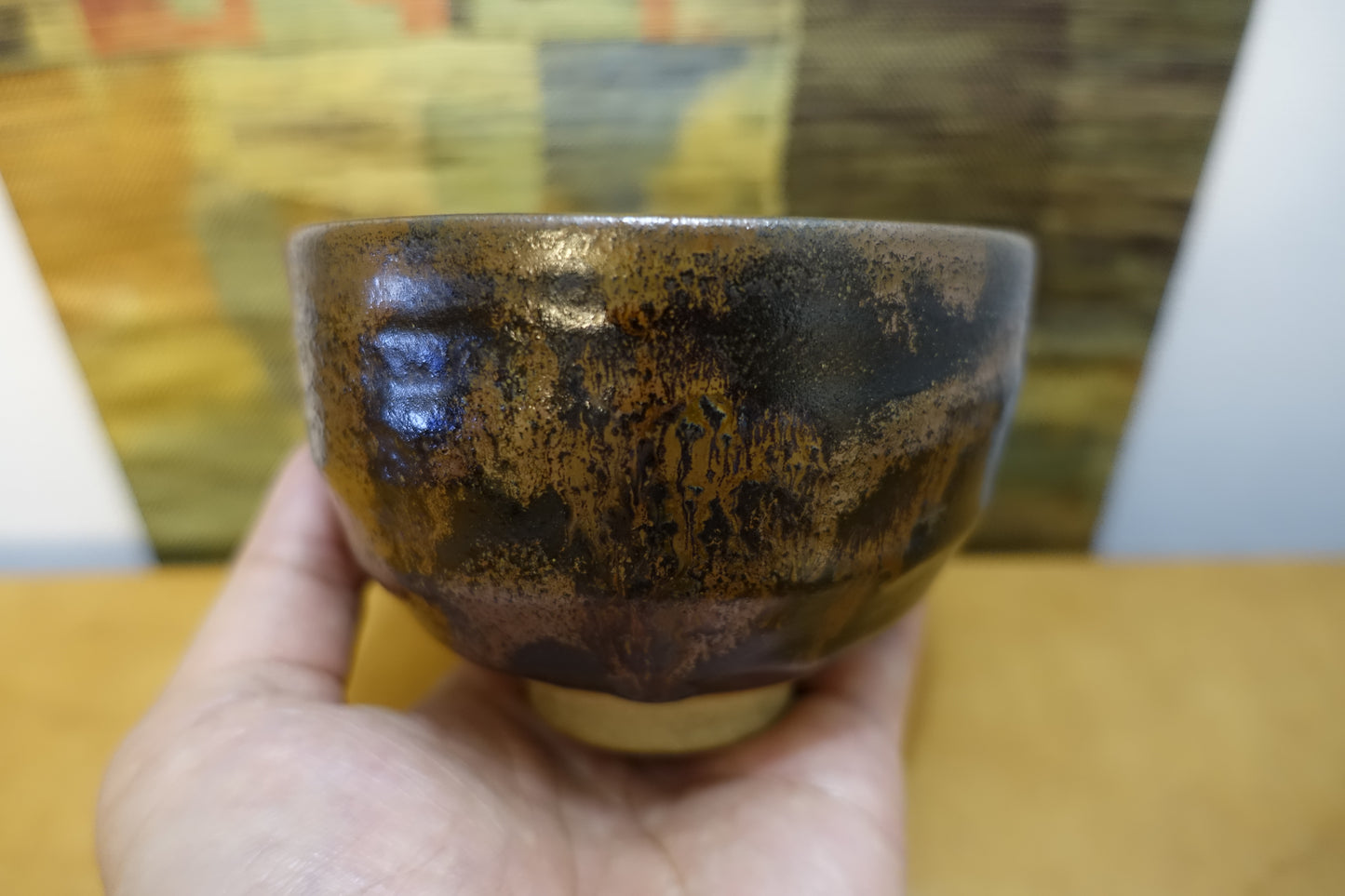0022 Sakura-jima Lava style Tea Bowl by Urushima Kogei with an original box