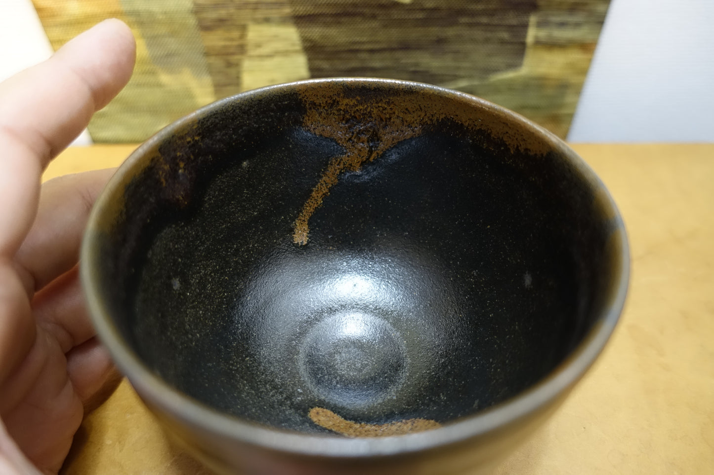 0022 Sakura-jima Lava style Tea Bowl by Urushima Kogei with an original box