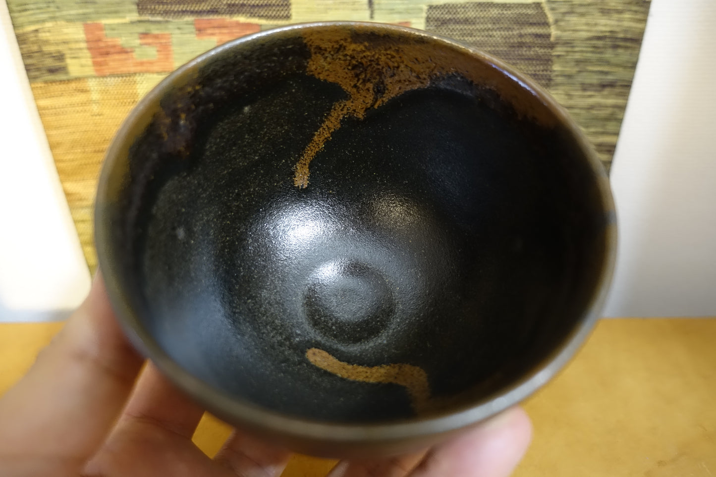 0022 Sakura-jima Lava style Tea Bowl by Urushima Kogei with an original box