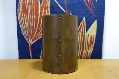 1021 Copper Tea Caddy "Grape vine and a bird"