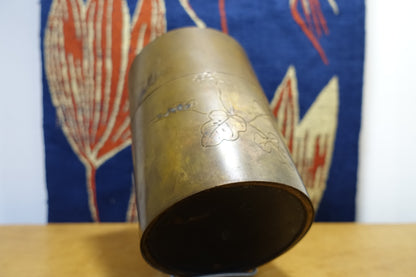 1021 Copper Tea Caddy "Grape vine and a bird"