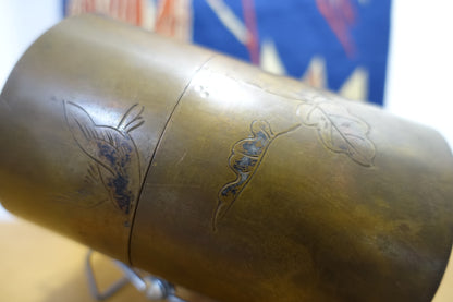 1021 Copper Tea Caddy "Grape vine and a bird"