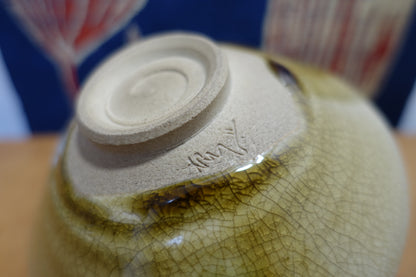 0007 Flatter dish -Kiseto- made by Rokube Kato with an original box